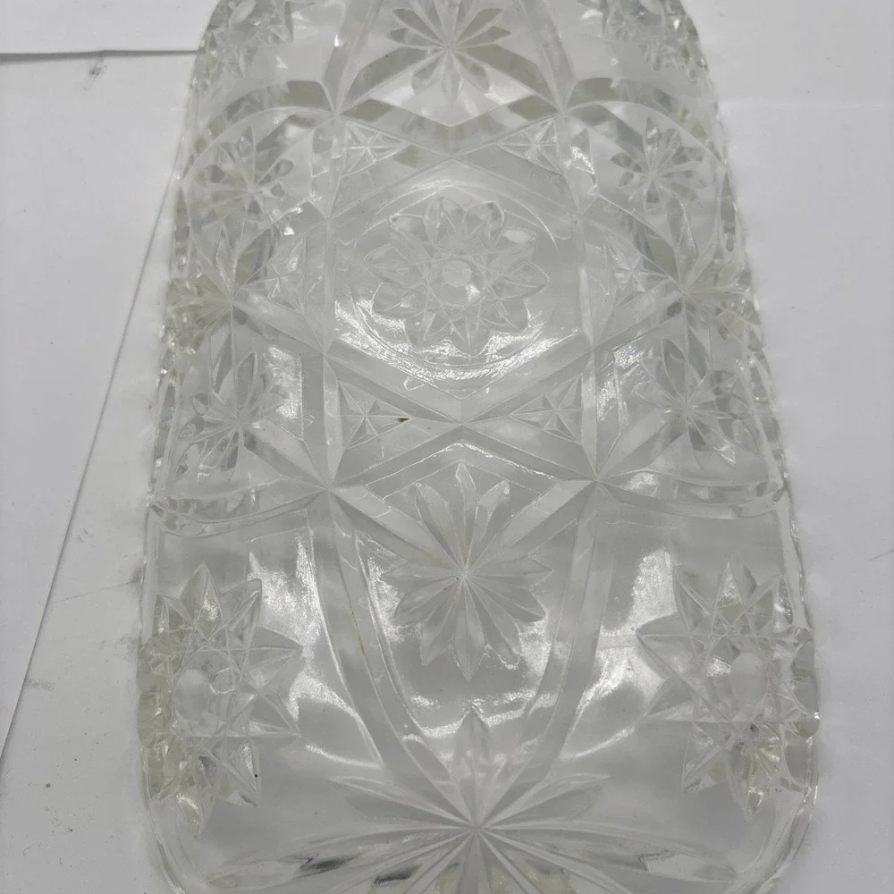 Vintage Anchor Hocking prescut Glass 12x6x1 Tray Scalloped Rim. Granny  Dishes